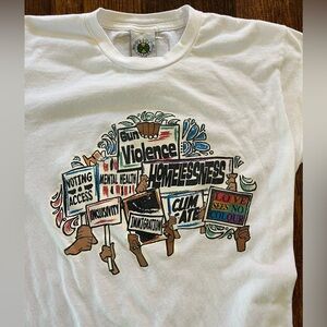 Men's Vintage Cross Colours T-Shirt White VOTE M Street 90s Hip Hop 2A Social LA